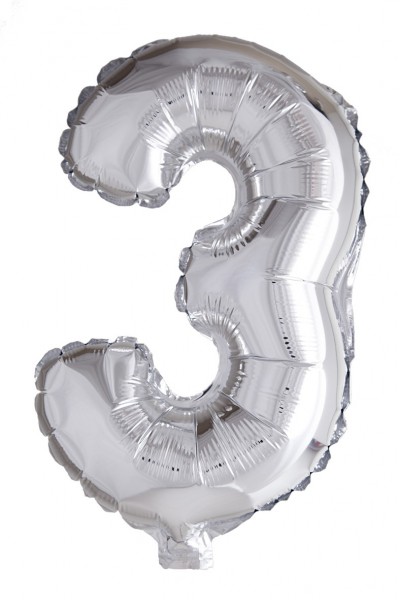 balloons - Foil Silver - Number 3